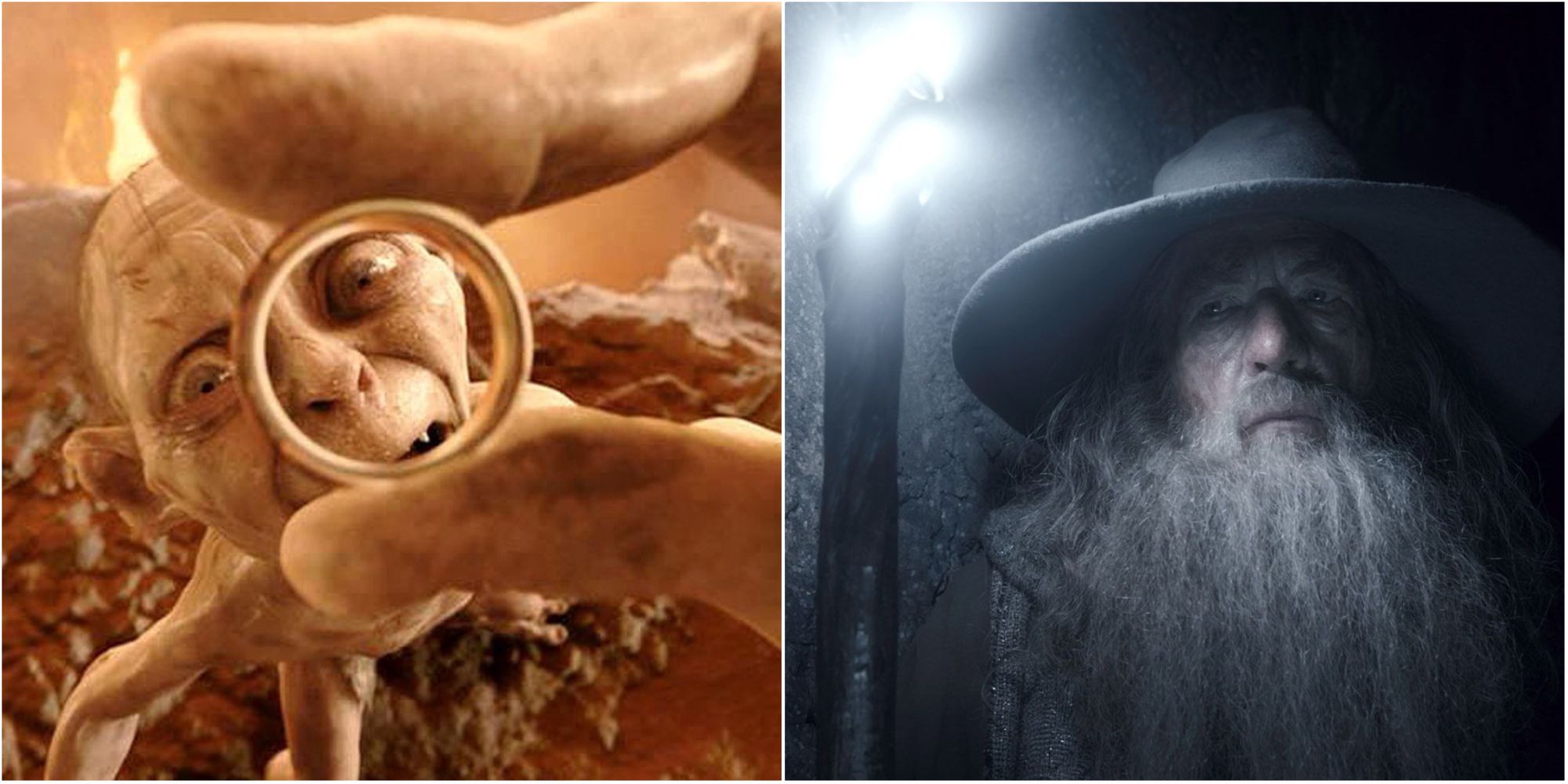 Gollum and Gandalf in Lord of the Rings