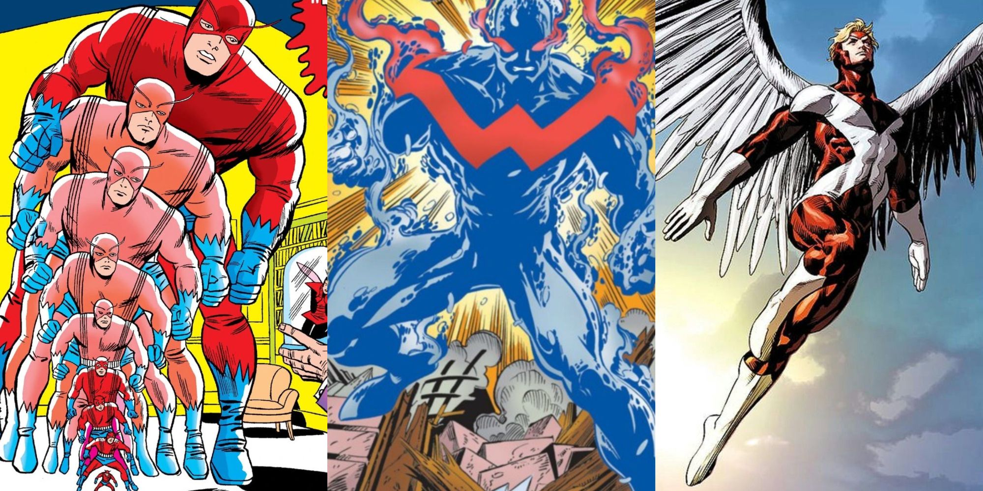 From left to right: Giant-Man, Wonder Man, and Angel in Marvel Comics