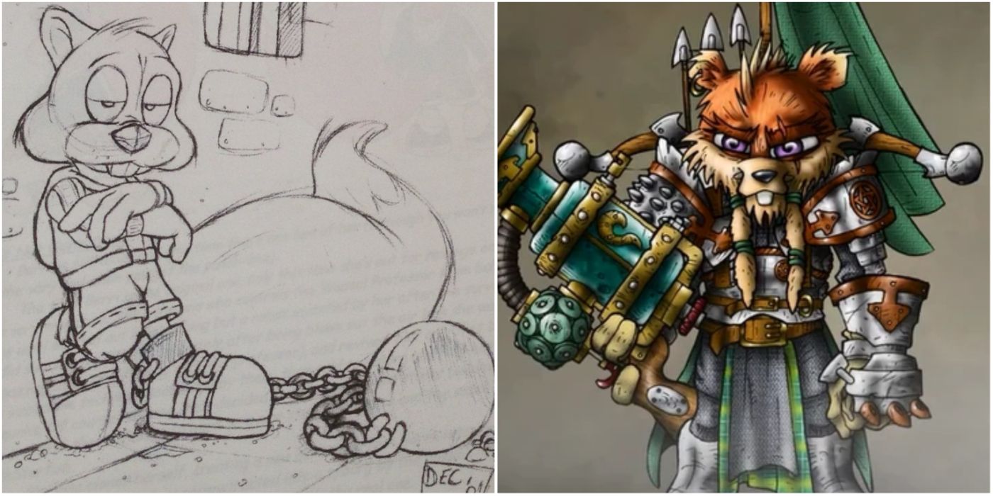 Concept art from Conkers Other Bad Fur Day and Conker Gettin Medieval