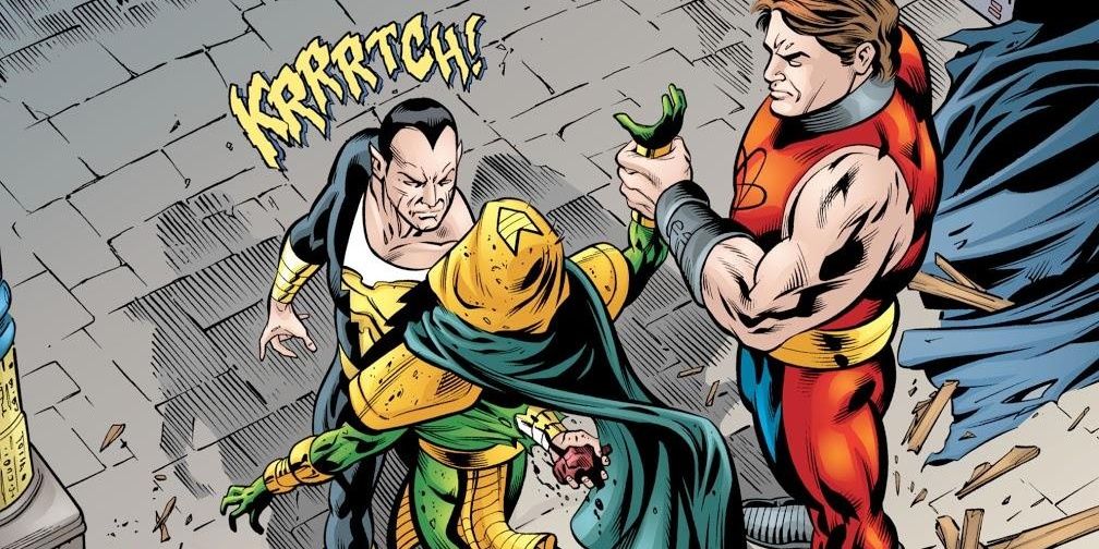 DC Comics' Black Adam Kills Kobra while Atom Smasher holds him