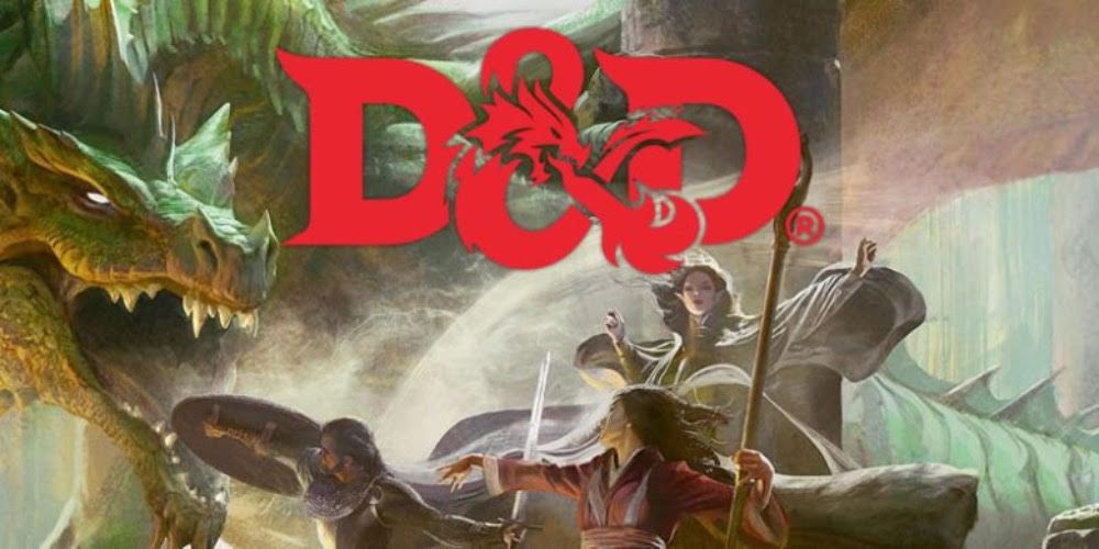Official D&D book cover with characters fighting a dragon