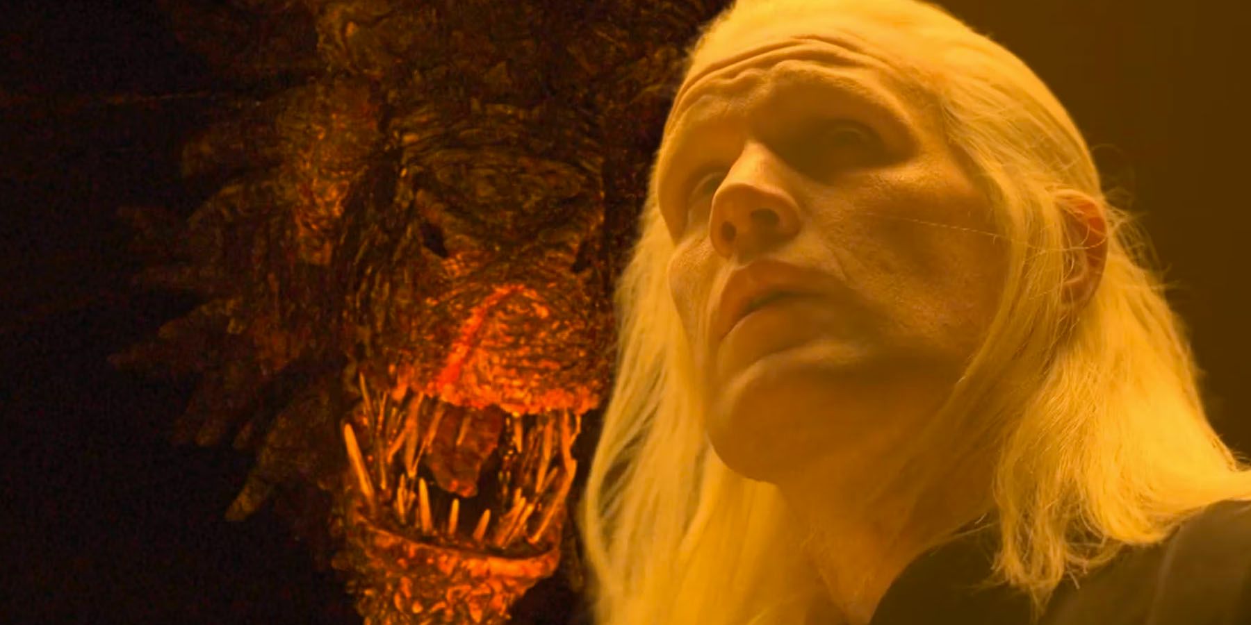 A composite image of Daemon (Matt Smith) and Vermithor in House of the Dragon