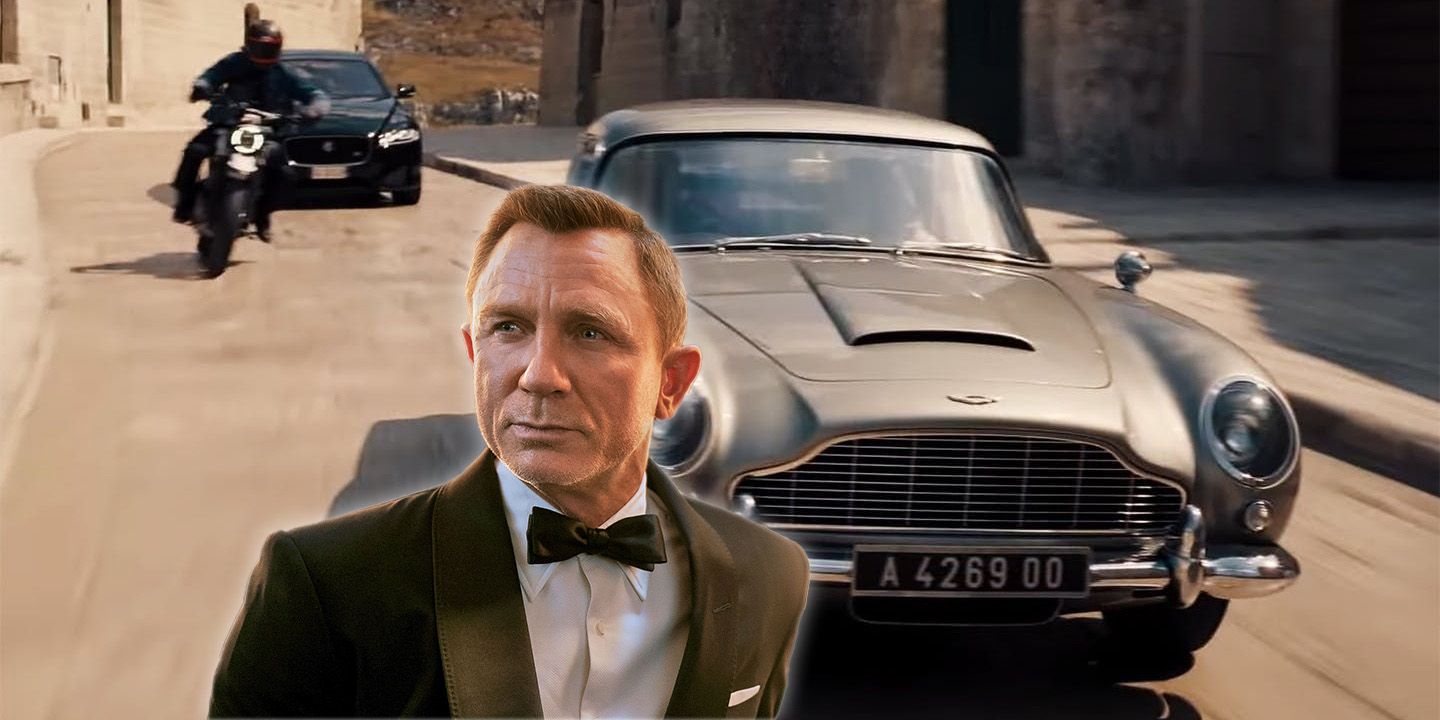 Daniel Craig in front of an Aston Martin
