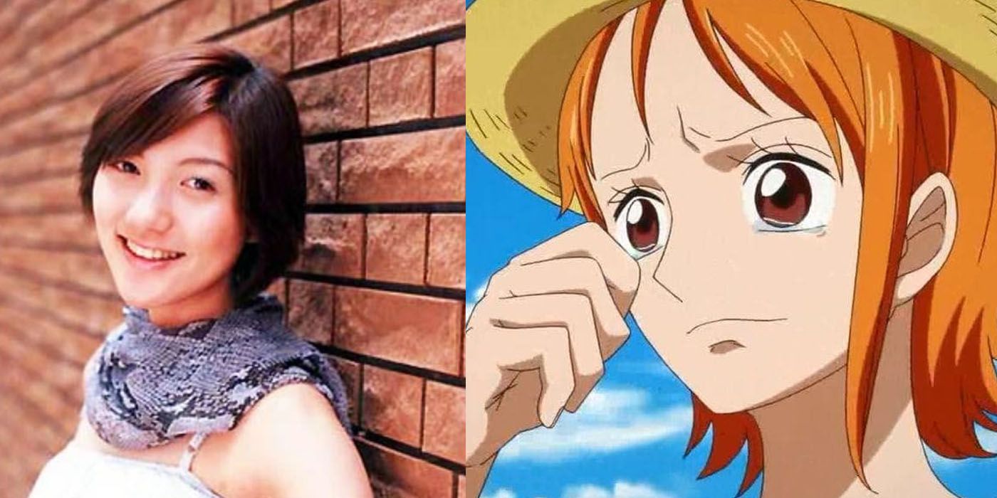 A split image of Eiichiro Oda's Wife Chiaki Inaba and One Piece's Nami