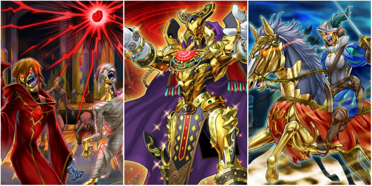 A split image of various Eldlich cards from Yu-Gi-Oh!