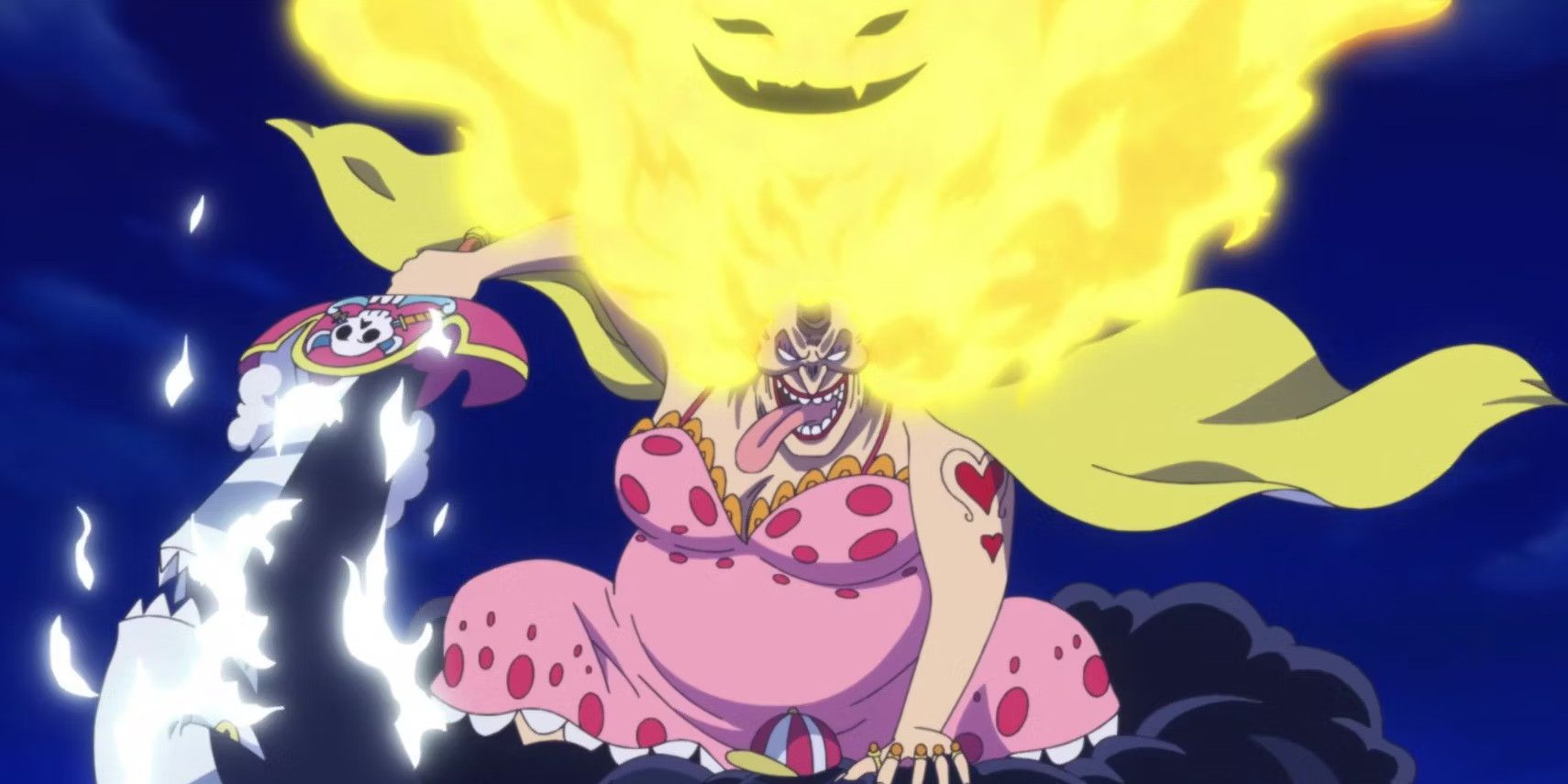Furious Grandmother riding Zeus to attack the Straw Hats in one piece.