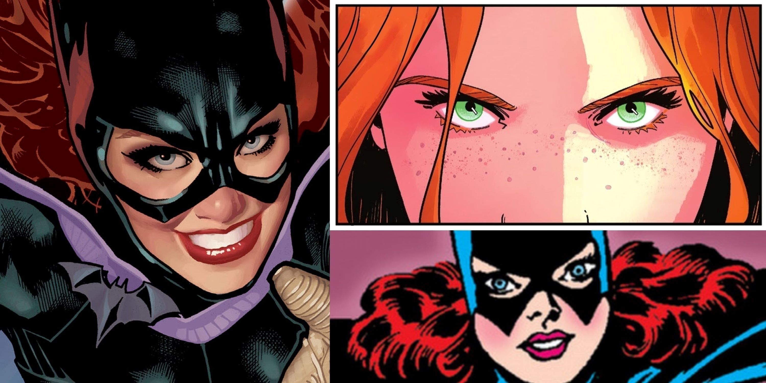 Barbara Gordon's eyes from the New 52 (blue), Silver age (blue) and present day (green)