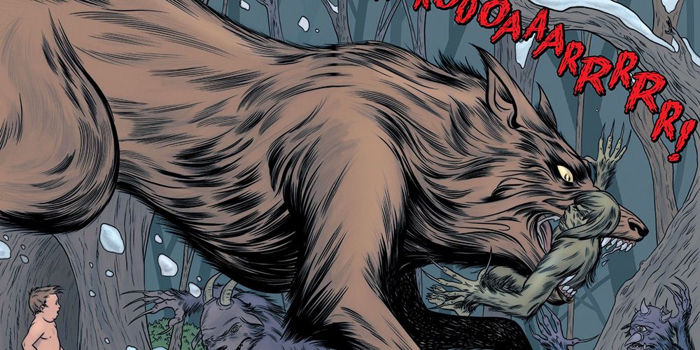 A panel from Fables featuring the big bad wolf