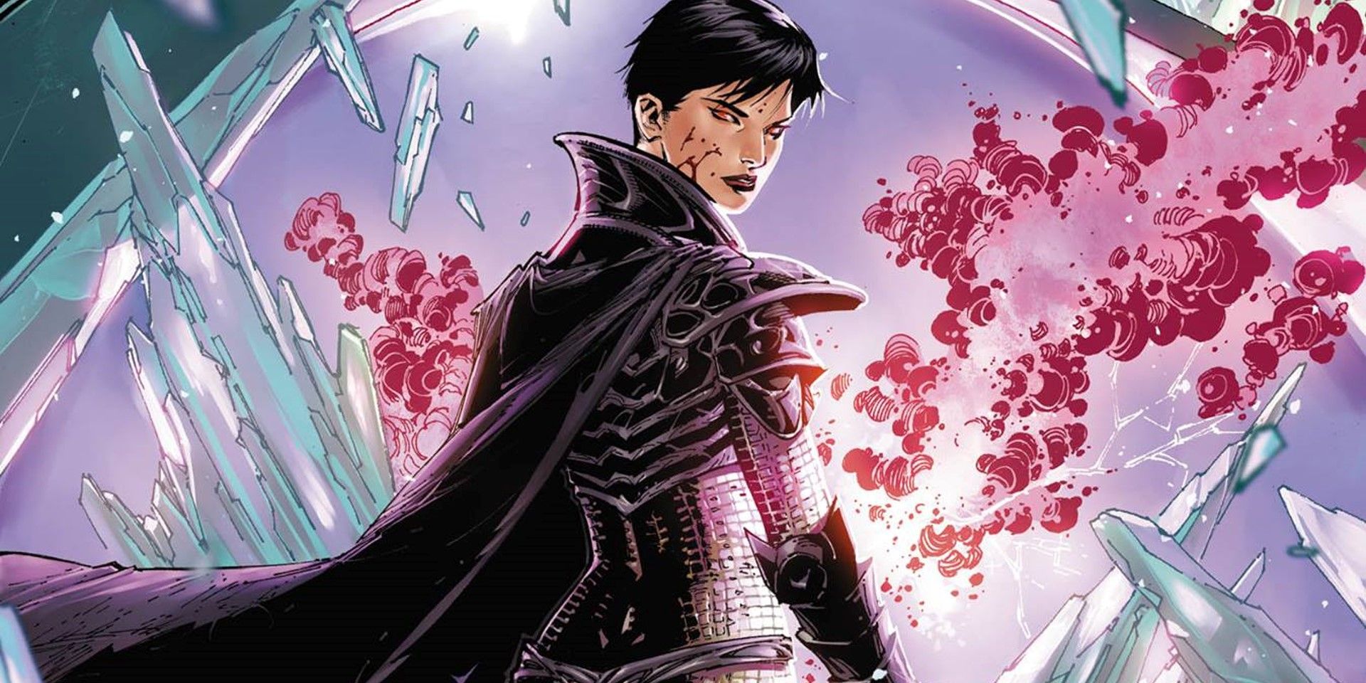 Faora Zod looking towards the reader in DC Comics