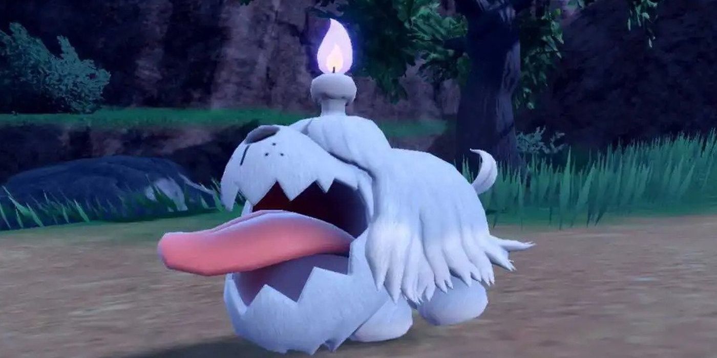Ghost-Type Pokémon Greavard sticks his tongue out in Pokémon Scarlet & Violet.