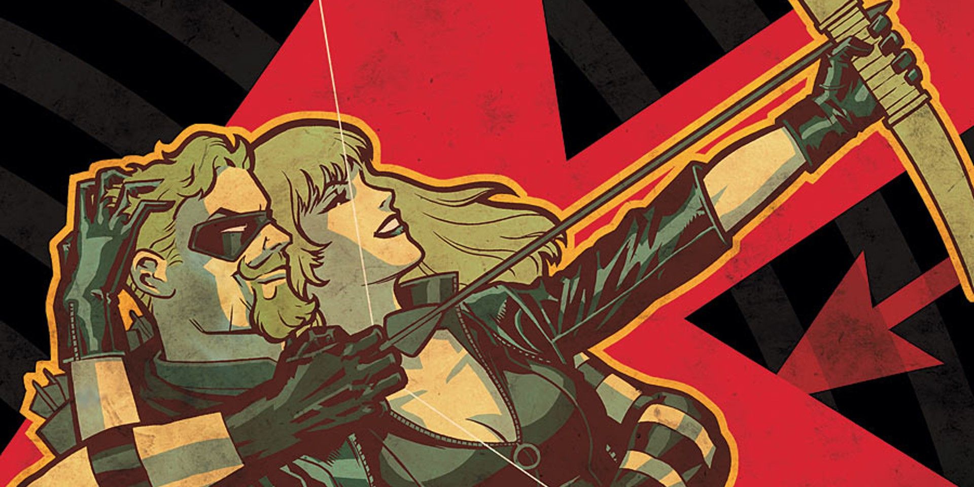 Green Arrow and Black Canary shoot an arrow together in DC Comics
