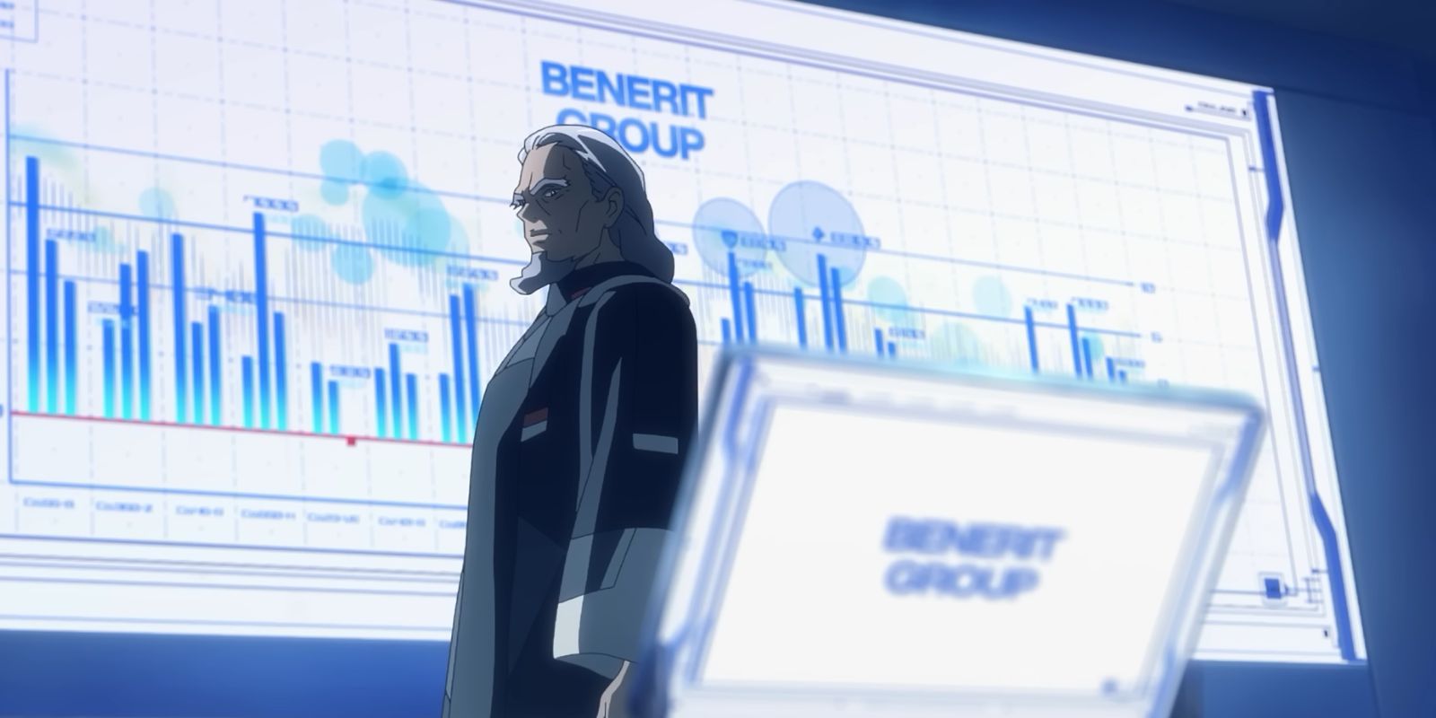 Gundam Witch From Mercury Episode 1 Delling Rembran the President of the Benerit Group