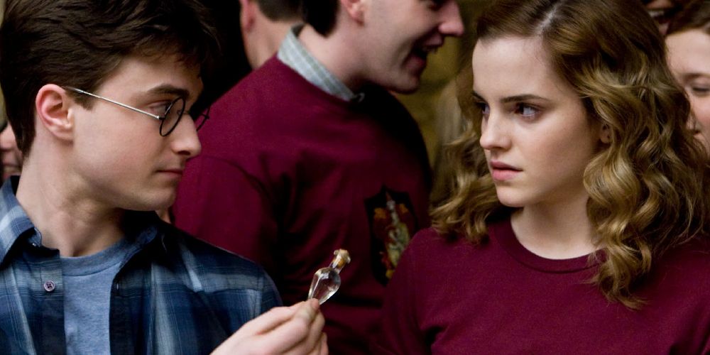 Harry and Hermione discuss using Liquid Luck in Harry Potter.