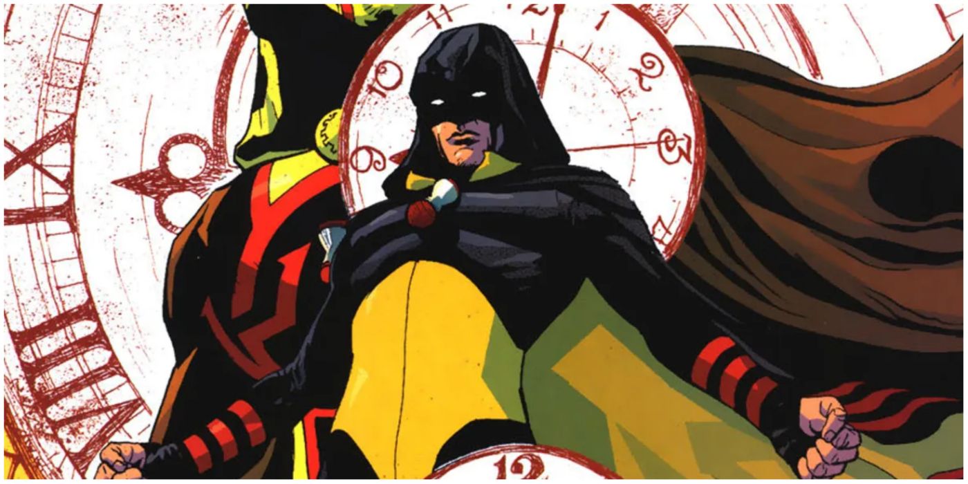 Hourman standing in front of a clock in DC comics