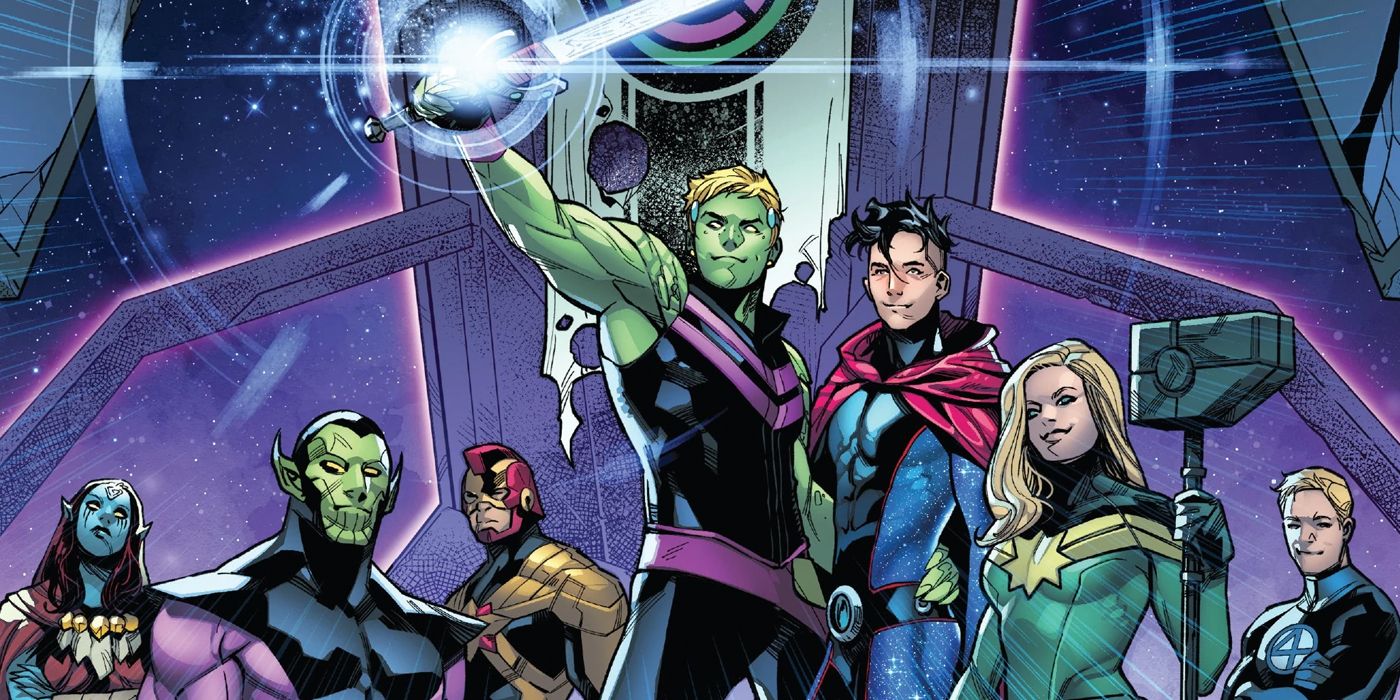 Hulkling and Wiccan with the Kree Skrull Alliance