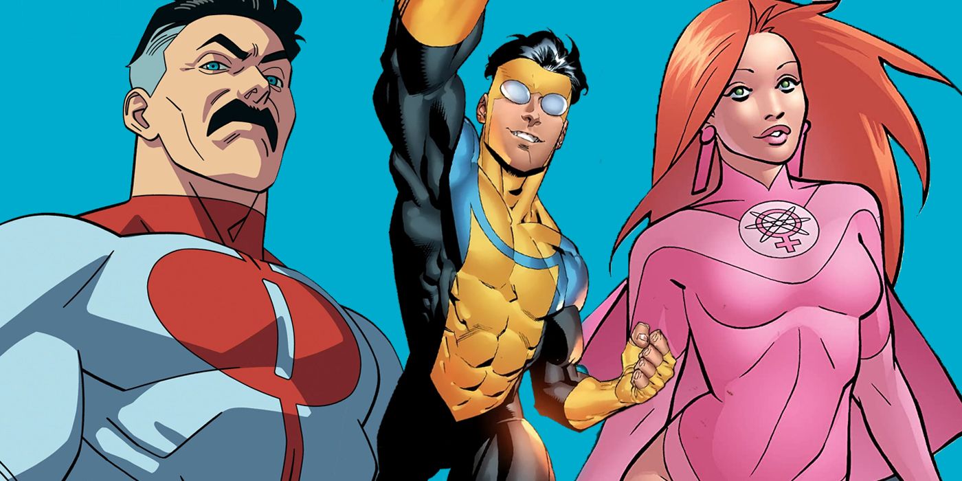 Omni-Man, Invincible and Atom Eve from the Image Comics series