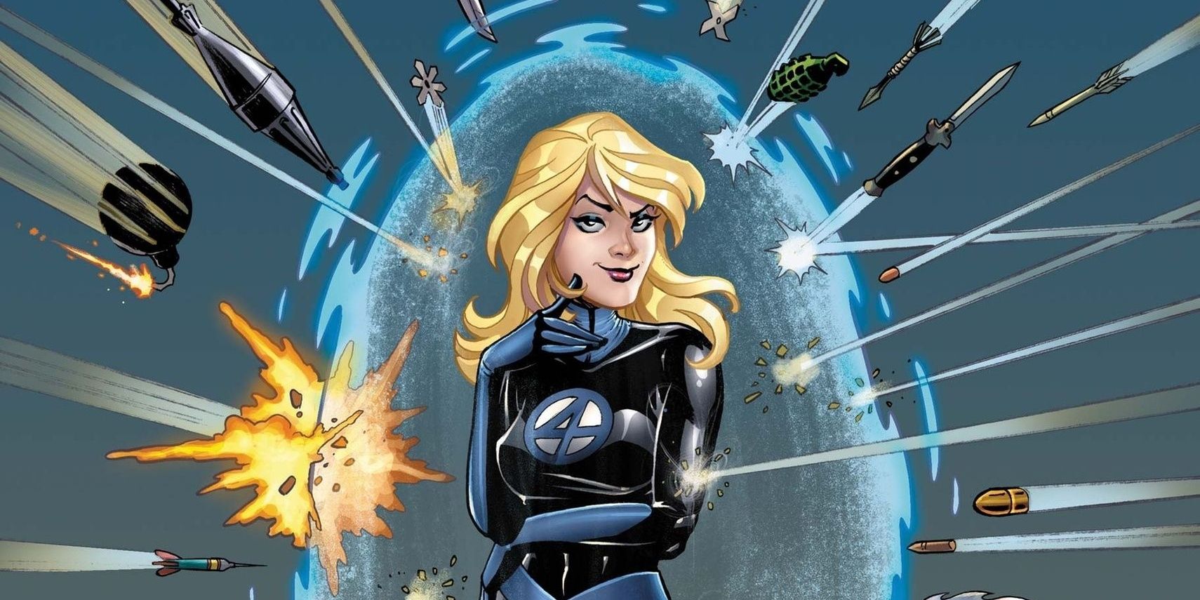 Marvel Comics' Invisible Woman deflecting attacks