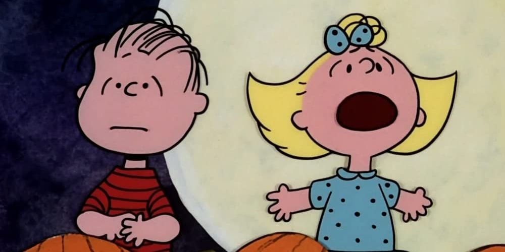 Linus and Sally in the pumpkin patch in It's The Great Pumpkin, Charlie Brown