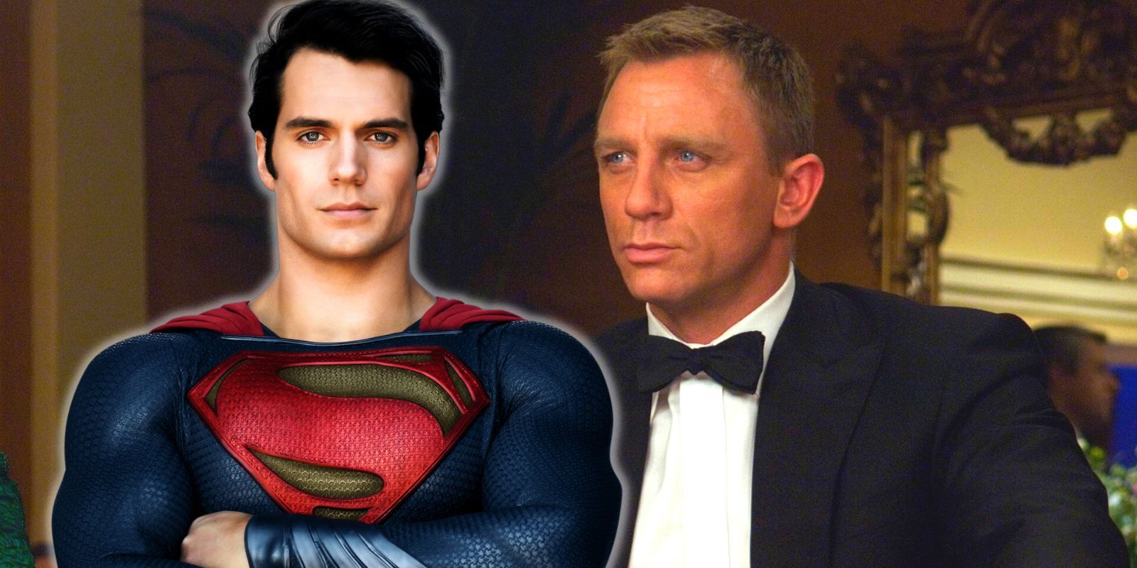 Custom image of Daniel Craig's James Bond staring down Henry Cavill's Superman