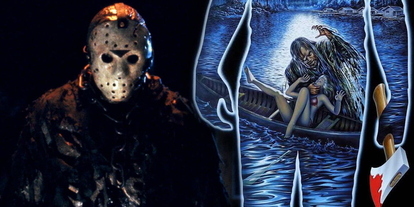 Jason Voorhees and the poster for Friday the 13th Part 2 split image