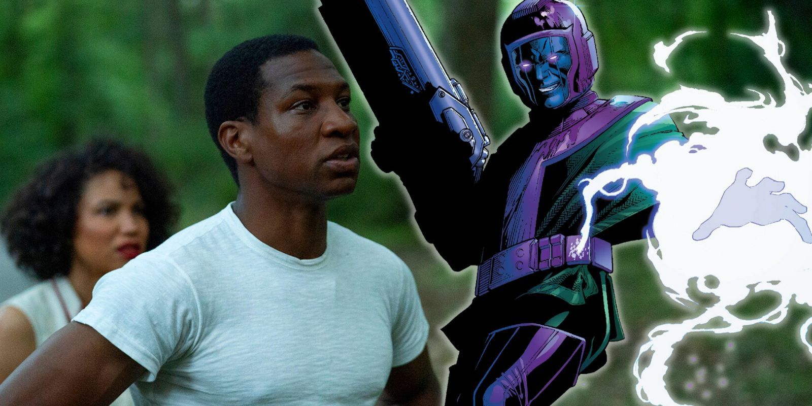 Jonathan Majors in Lovecraft Country next to Marvel's Kang
