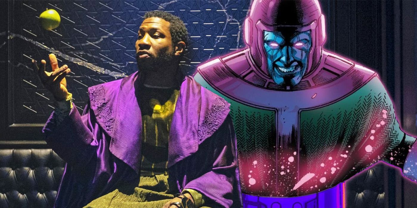 Jonathan Majors as He Who Remains on Loki tossing apple and Kang the Conqueror from Marvel Comics