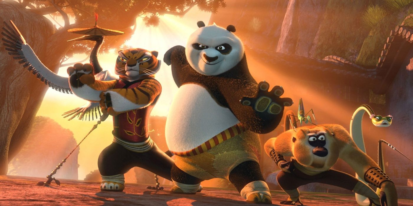 Po and the Furious Five in Kung Fu Panda movie