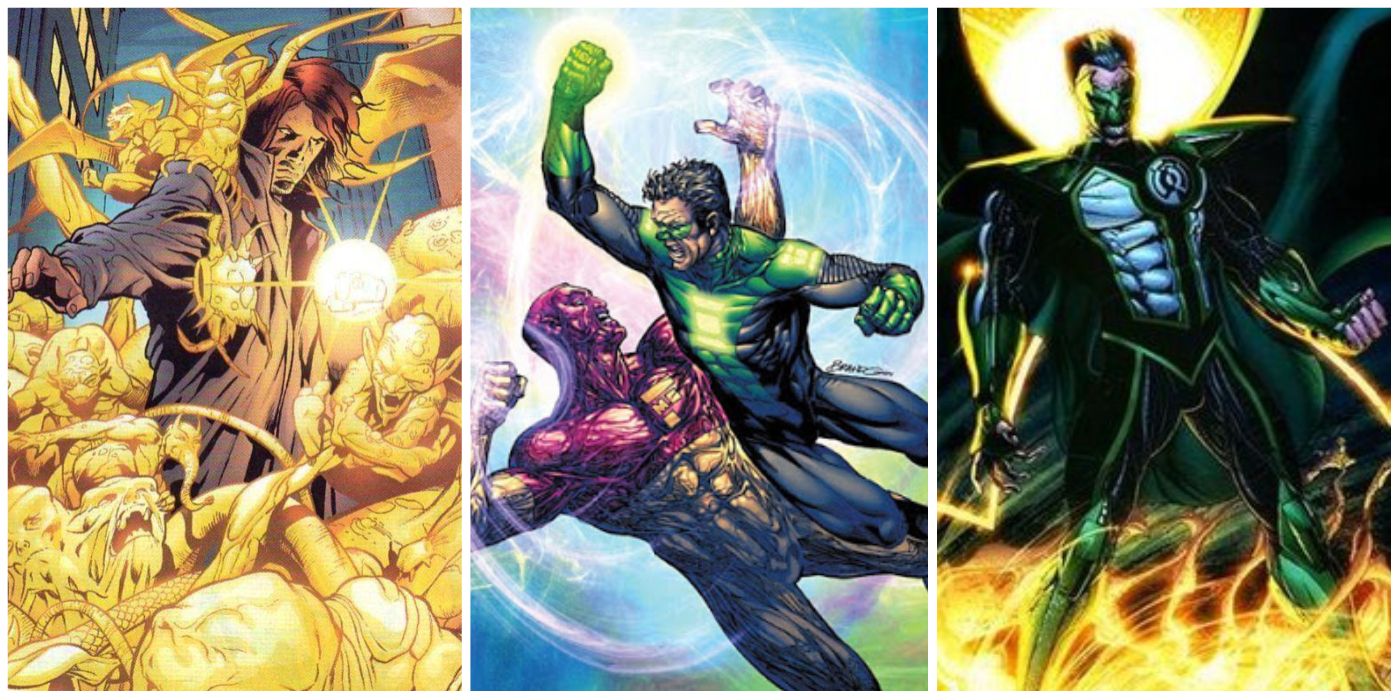 A split image of Nero, Green Lantern vs. Major Force, and Kyle Rayner as Parallax