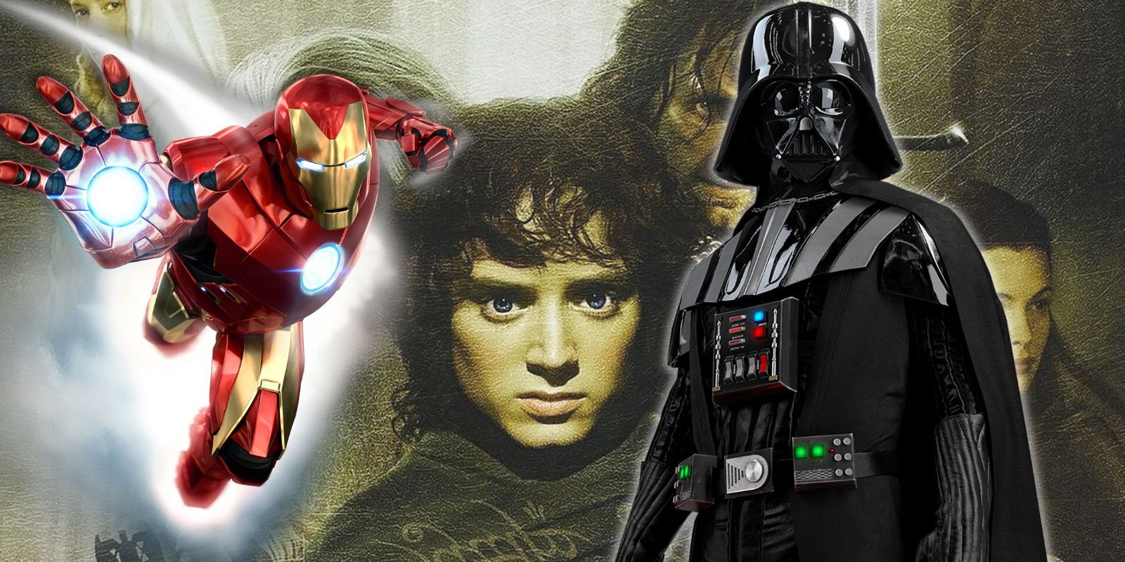 Lord of the Rings' Frodo flanked by Iron Man and Darth Vader