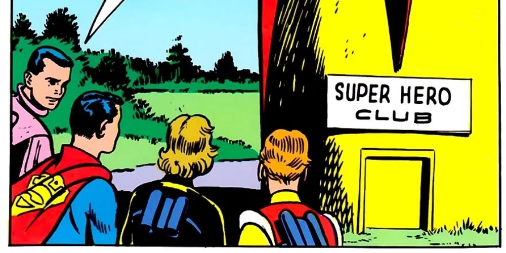 DC Comics' Superboy and the Legion of Super-Heroes outside the Legion Clubhouse