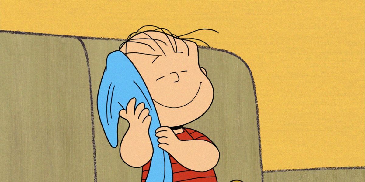 Linus with his security blanket in Peanuts