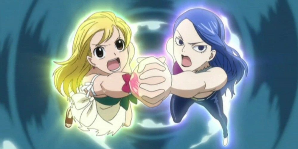 Lucy and Juvia activate Unison Raid in Fairy Tail