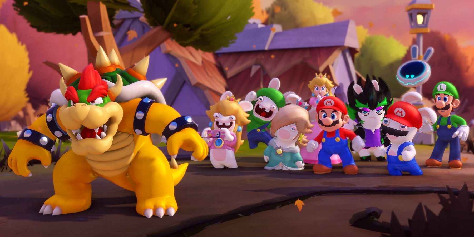 Mario, friends, and Rabbids join the fight in Mario + Rabbids: Kingdom Battle.