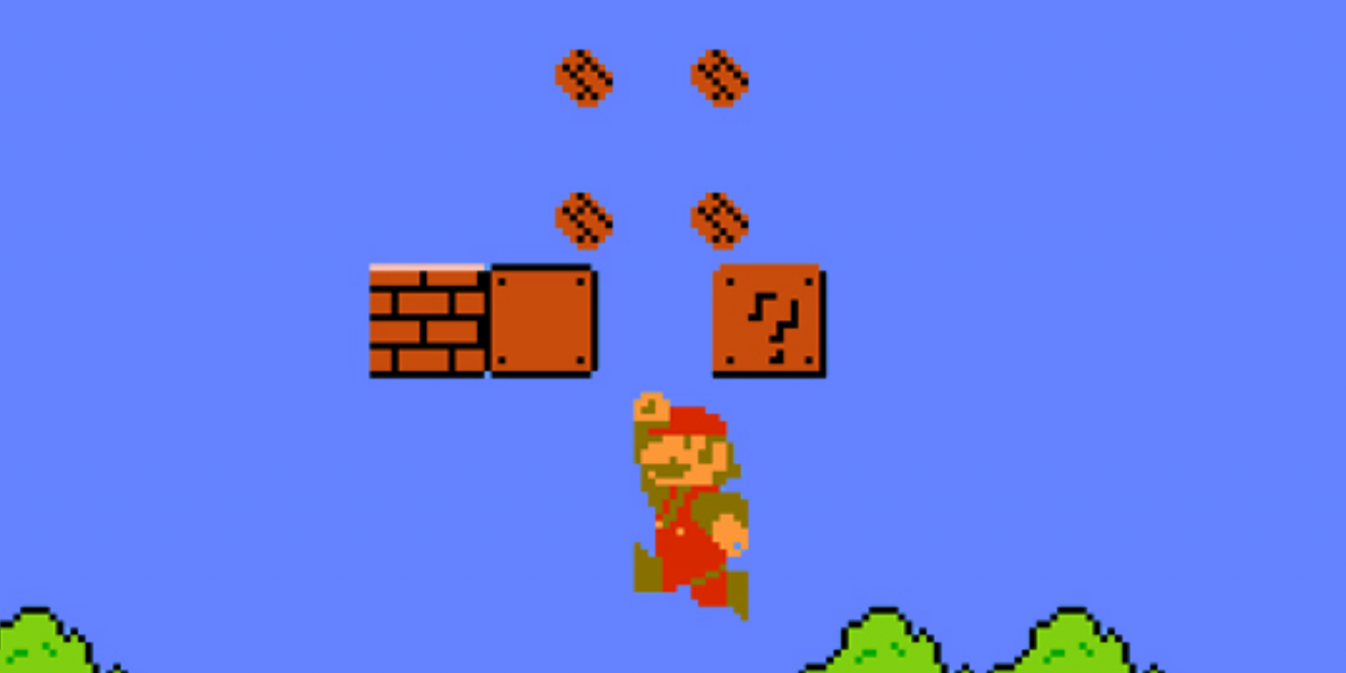 Mario breaks brick in Super Mario Bros.