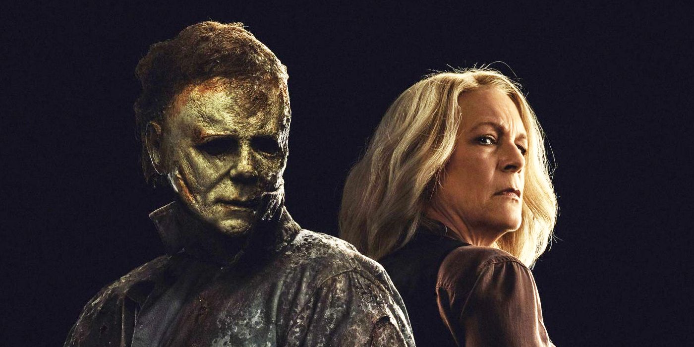 Michael Myers and Laurie Strode on a poster for Halloween Ends
