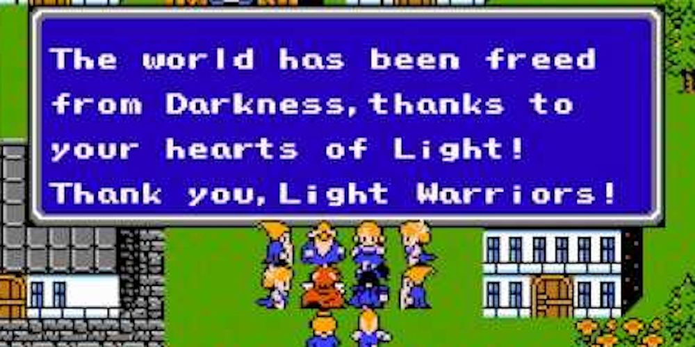 Parabéns são dados em Final Fantasy 3 III para NES