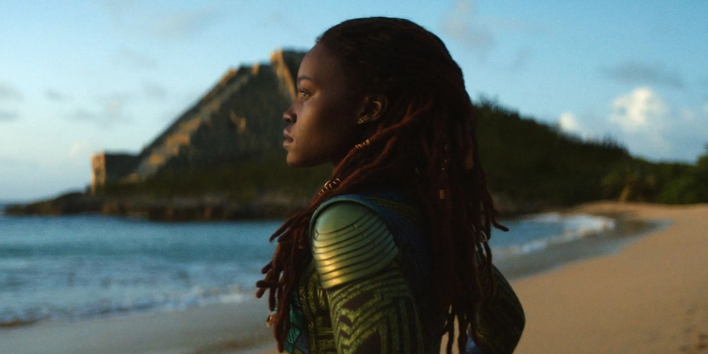 Nakia looking out at the water in Black Panther: Wakanda Forever