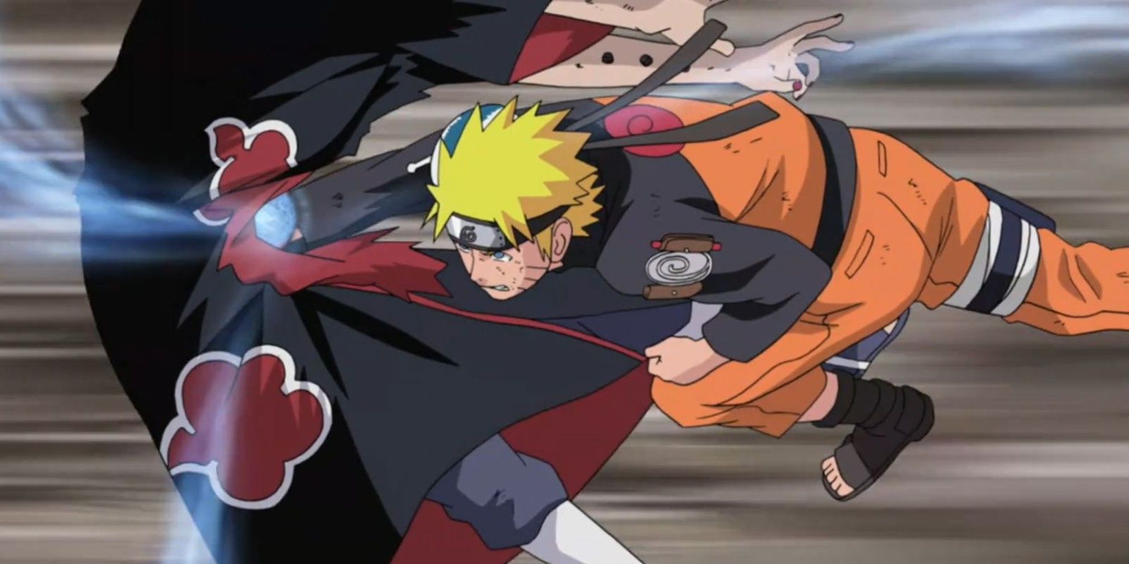 Naruto using the rasengan on pain