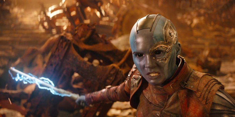 Nebula attacking Thanos on Titan in Avengers: Infinity War