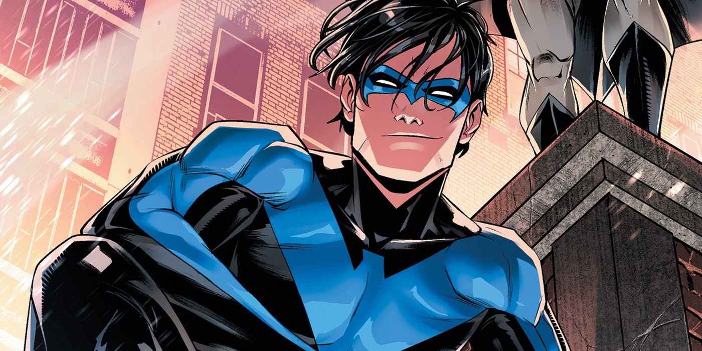 Nightwing from DC Comics smiling.