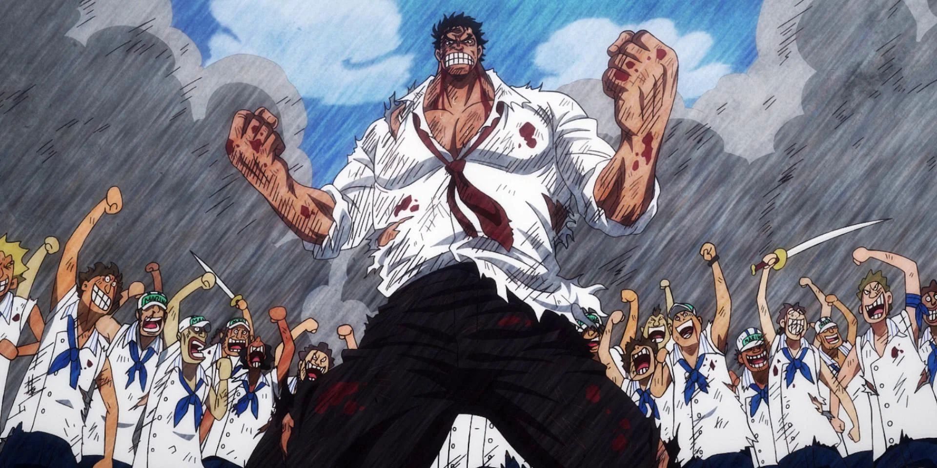 Garp et les Marines après l'incident de God Valley dans One Piece