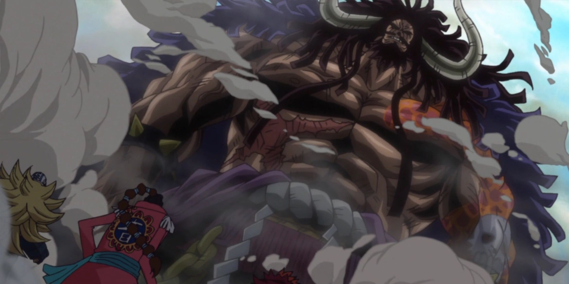 Kaido with scars on his torso in One Piece.