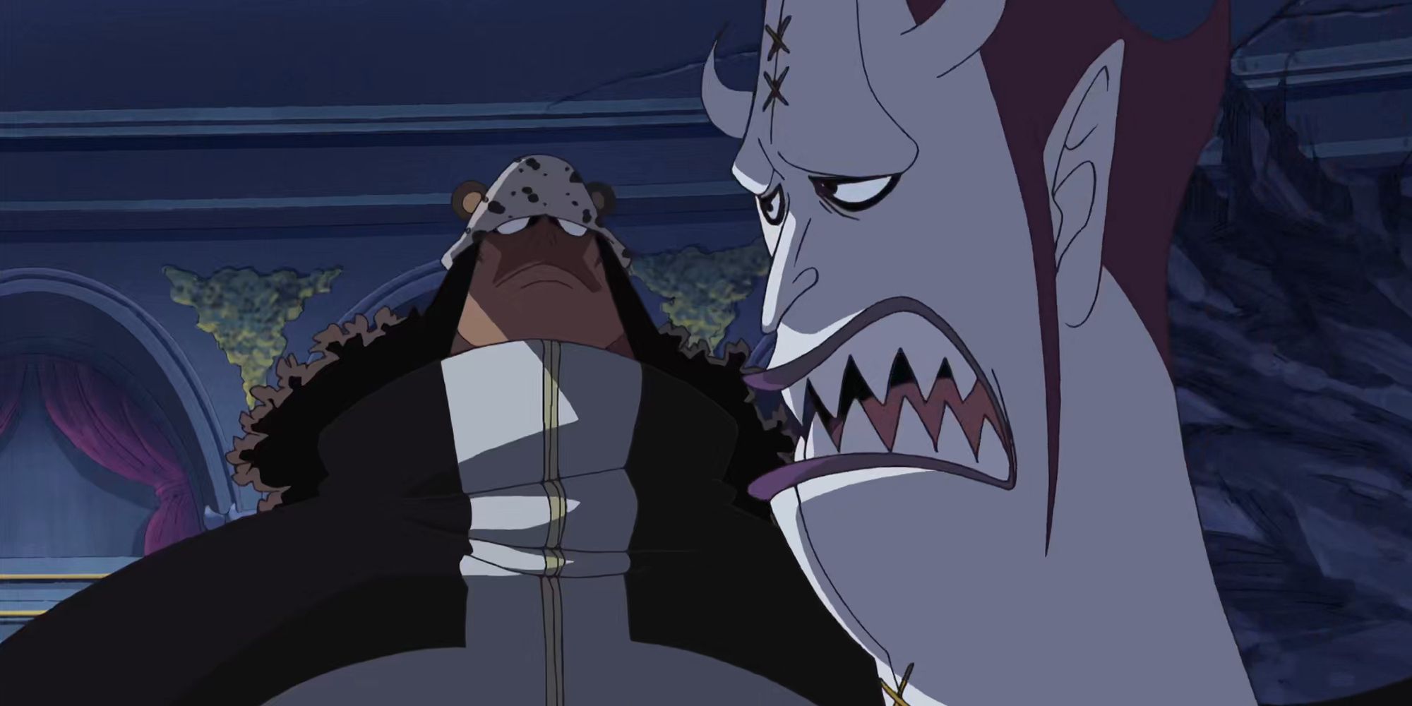 Kuma talks with Gecko Moria about the World Government's concerns in One PieceKuma talks with Gecko Moria about the World Government's concerns in One Piece