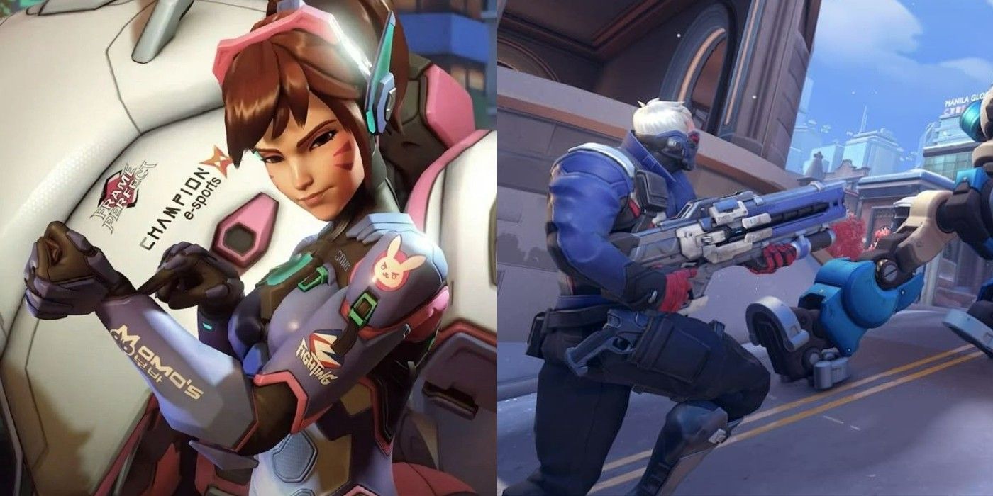 A split image D. Va's new design and of a player character running with a gun through the streets