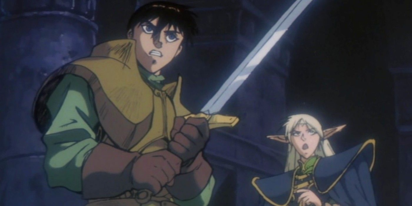 Parn defends Deedlit in Record of Lodoss War