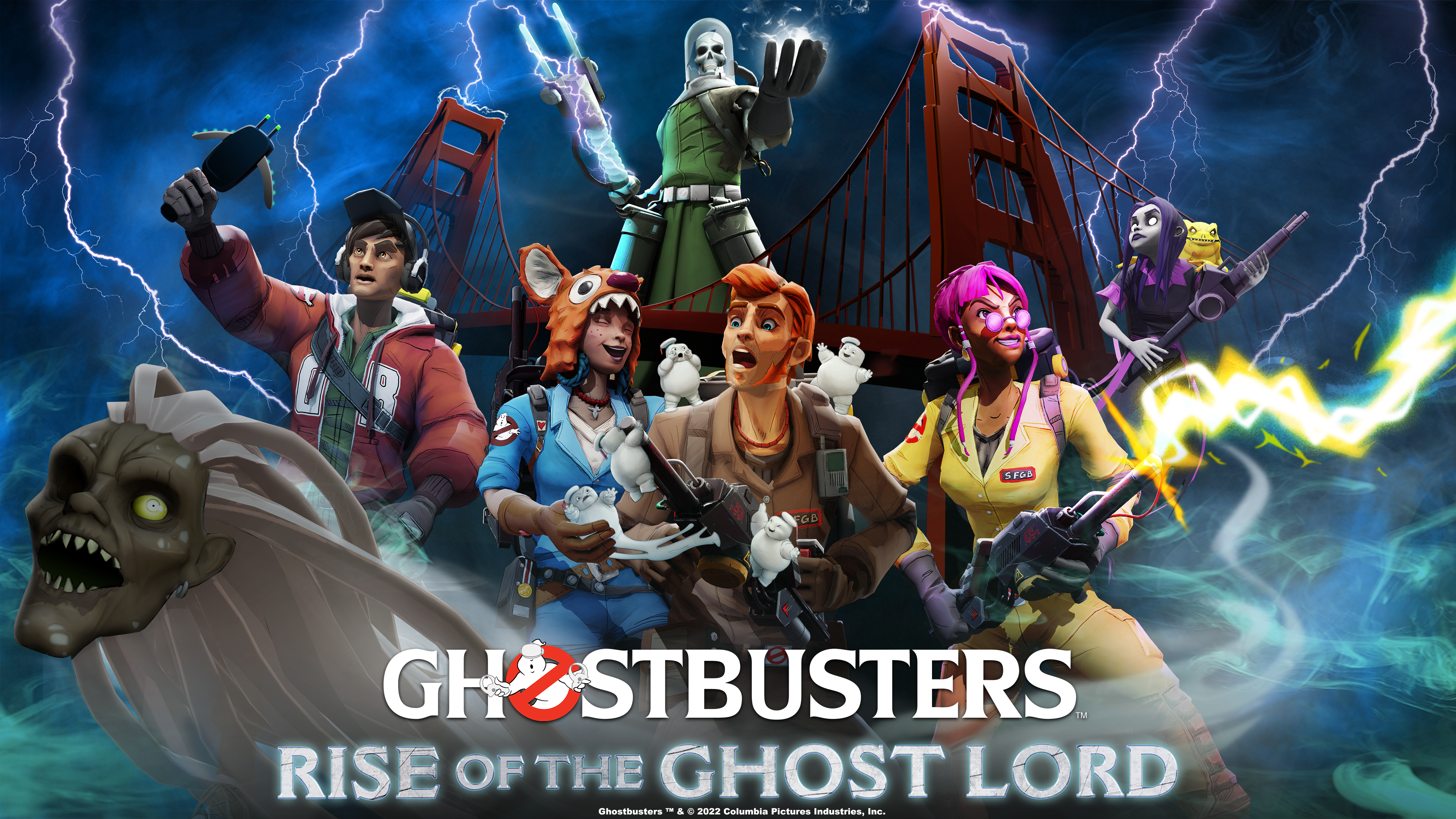 Art showcasing four new Ghostbusters and three new ghosts from Ghostbusters: Rise of the Ghost Lord
