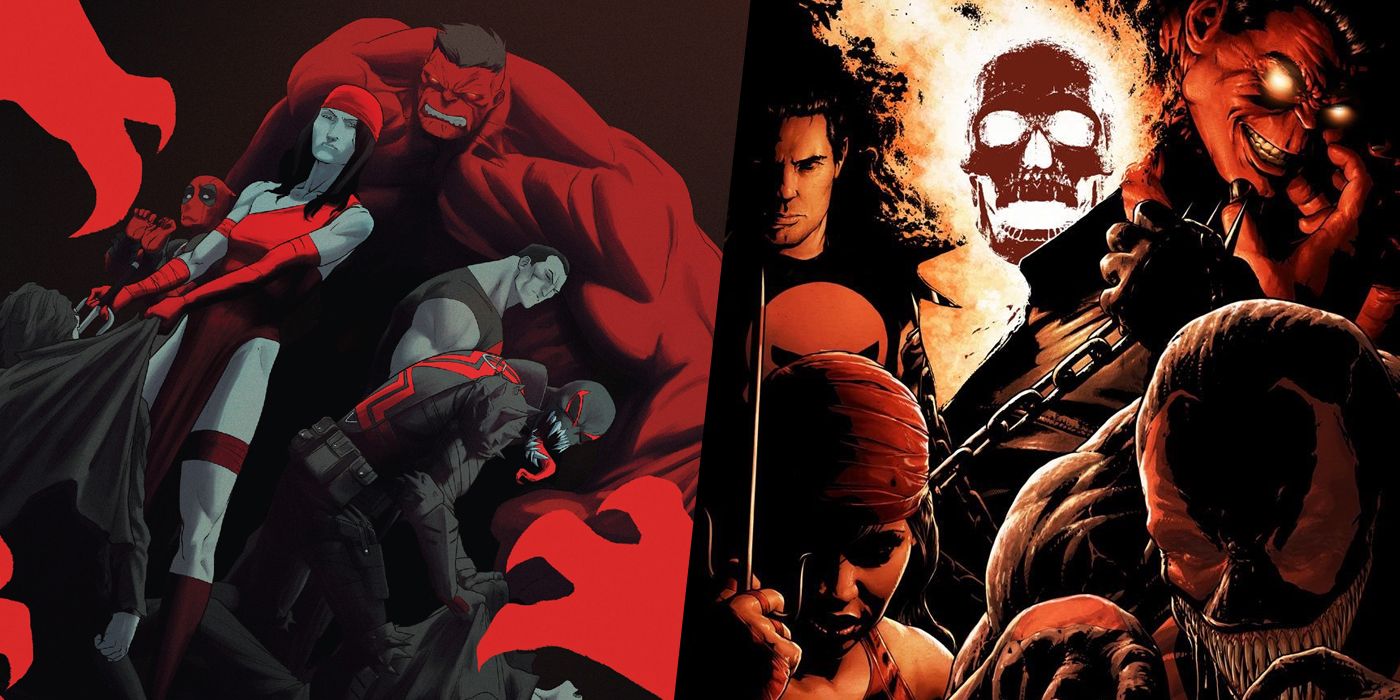 Red Hulk's Thunderbolts roster split image