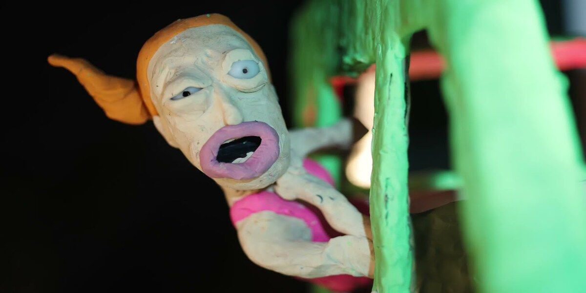 A claymation figure from the Rick and Morty animated series
