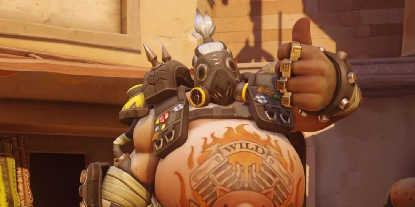 Roadhog giving a thumbs up in Overwatch