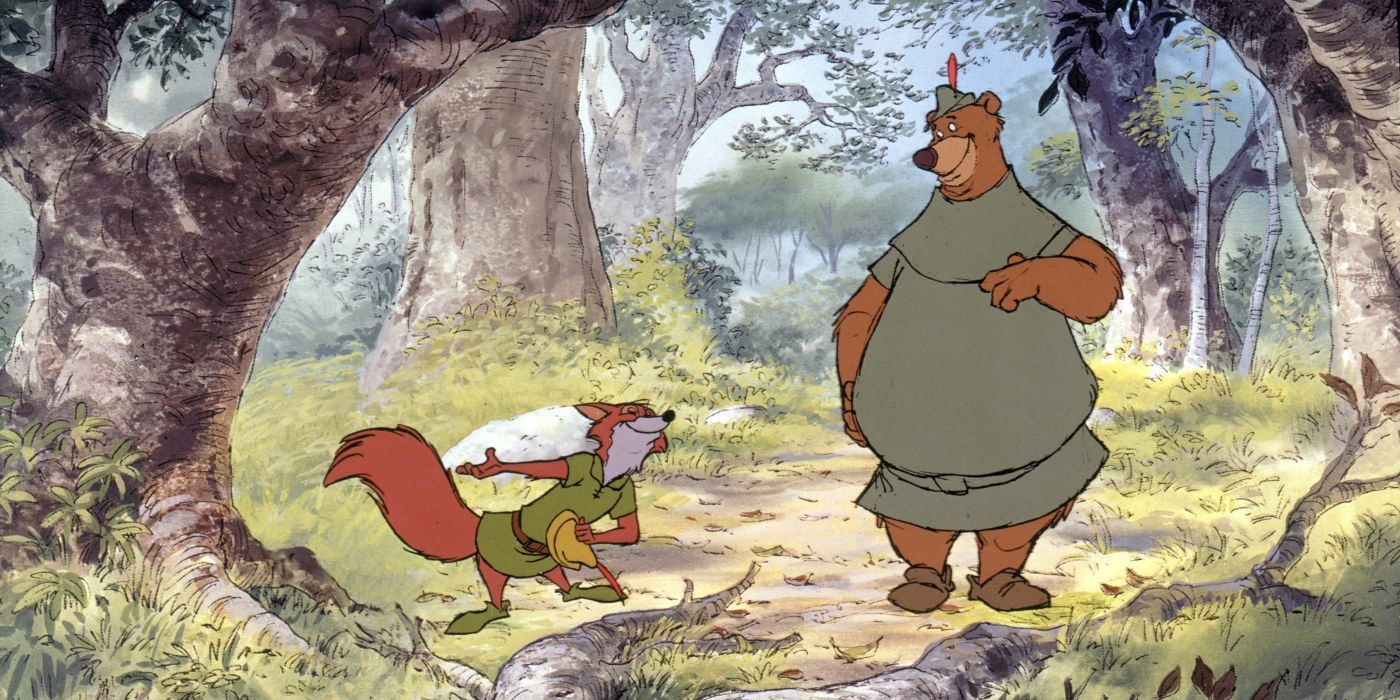 Robin Hood with Little John in Disney's Robin Hood movie